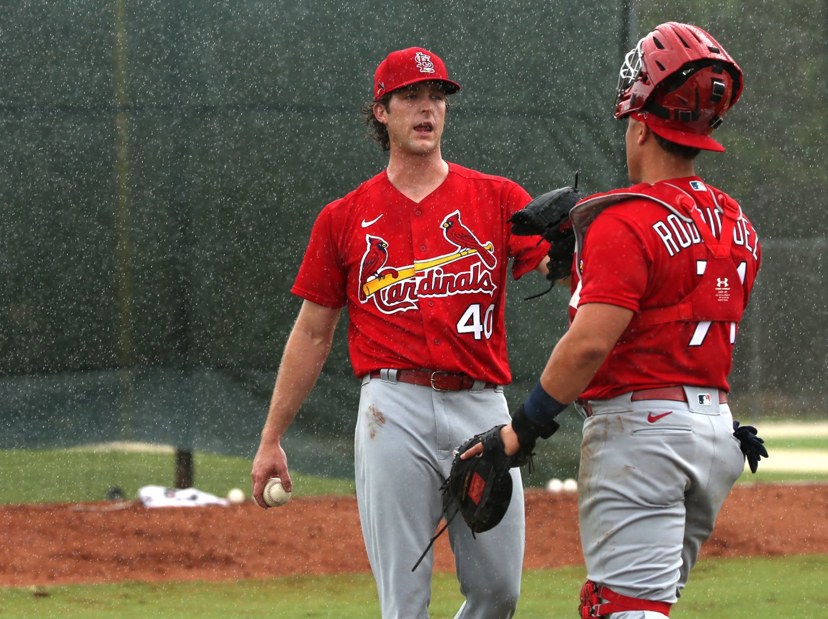 Rain shows during Saturday workout at Spring Training